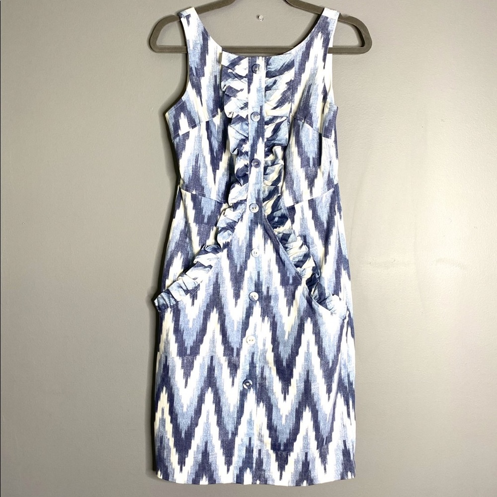 EVA FRANCO | Ruffle Ikat Abstract Dress H236